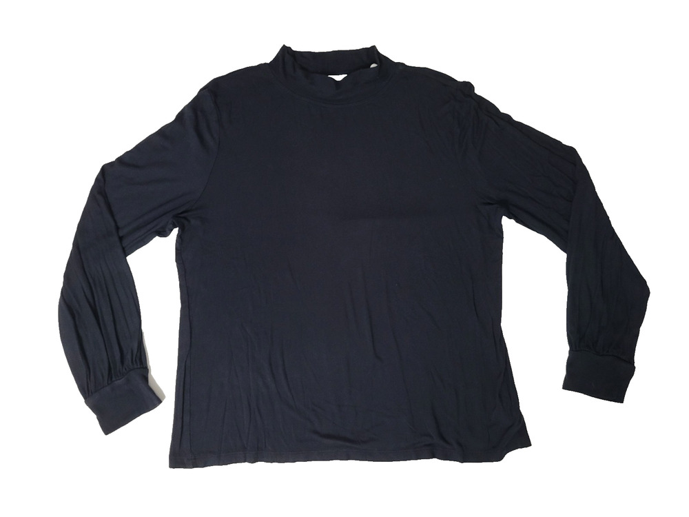 Lark & Ro Womens L Black Long Sleeve Stretch Top Crew Neck Career Basic